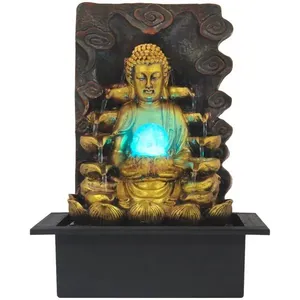 Fonte De água Buda Cascata Grande Com Luz De Led - 220v