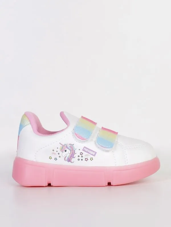Tênis Novopé Infantil Para Menina - BRANCO/ROSA 24