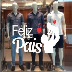 Adesivo Decorativo de Vitrine Dia dos Pais com Recorte Eletrônico Preciso Branco Adesivo Decorativo de Vitrine Dia dos Pais Recorte Eletrônico Branco