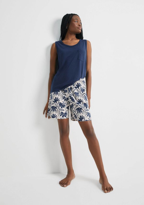 Pijama Curto Feminino Amplo Estampado - Azul M