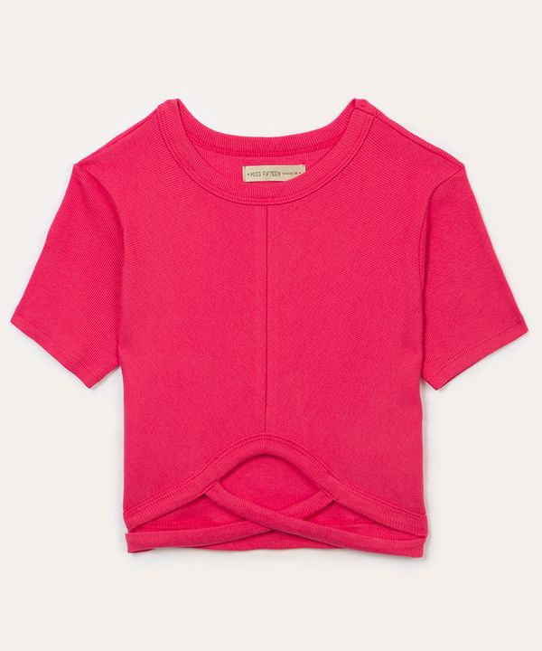 blusa de algodão juvenil com recorte manga curta pink 12