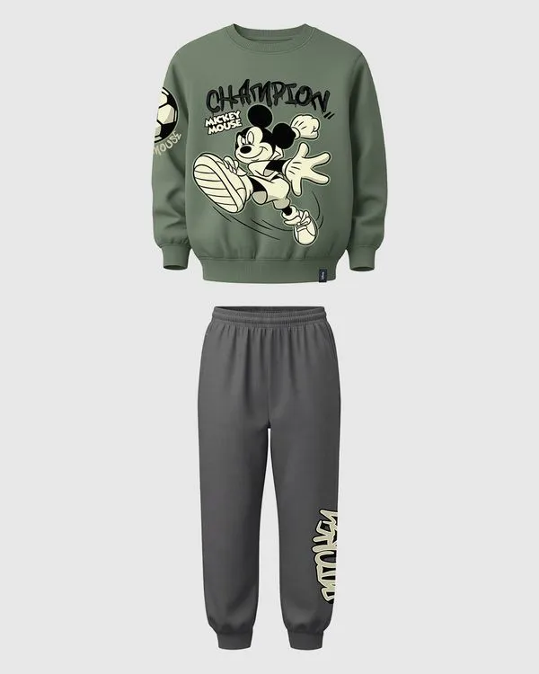 Conjunto Infantil Menino Blusão Mickey Mouse Em Moletom Flanelado Malwee Kids Verde - 4
