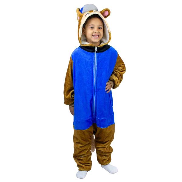 Pijama Chase Patrulha Canina Macacão Kigurumi Infantil Original, Zona Criativa, Crianças 3 à 4 Anos PP / Azul
