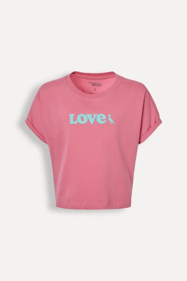 Camiseta Mc Menina Estampada Love Rosa Dust - 12