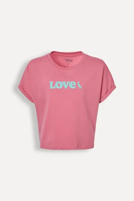 Camiseta Mc Menina Estampada Love Rosa Dust - 12