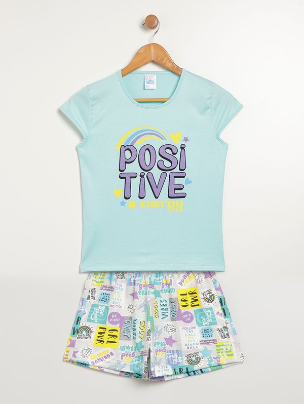 Pijama Curto Juvenil Para Menina - VERDE CLARO 12