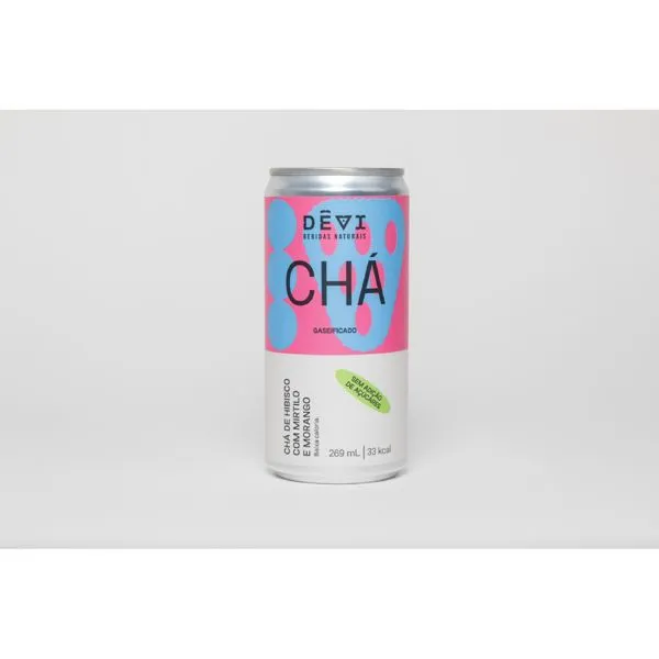 Chá Gaseificado Zero Açúcar Hibisco Morango E Mirtilo Dêvi 269ml