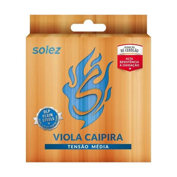 Kit com 3 Jogos Encordoamento para Viola Caipira SLVC TM Tensão Média Afinação Ré Cebolão Solez Strings Kit 3 Jogos Encordoamento para Viola Caipira SLVC TM Tensão Média Solez Strings