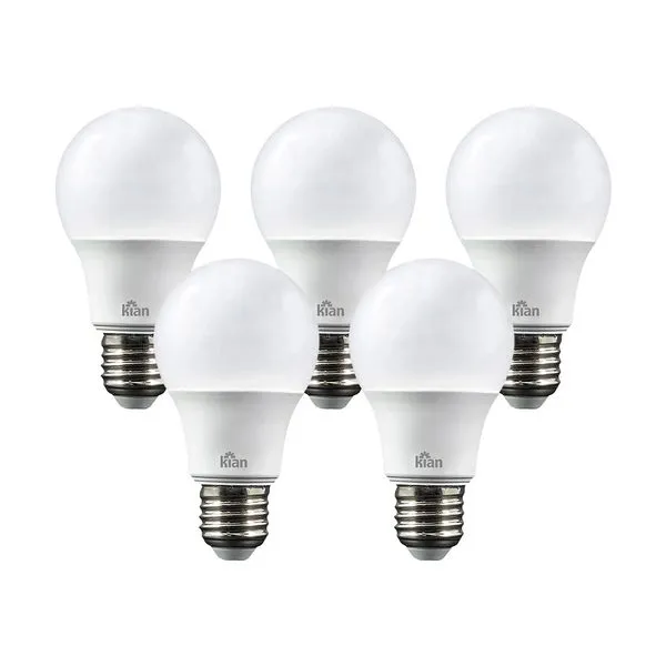 Kit 5 Lâmpadas Led 9w 6500k Bivolt - Kian Kit 5 Lâmpadas Led 9w 6500k Bivolt - Kian