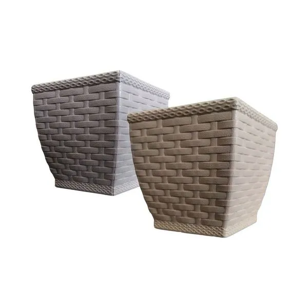 Vaso Cachepô Rattan Mini Quadrado 350ml - 8cm X 8cm Cor Palha