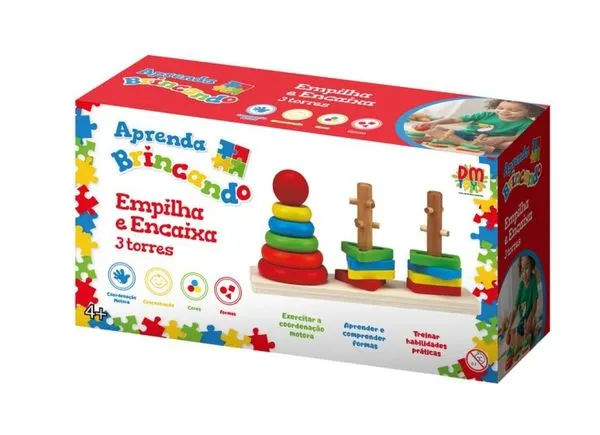 APRENDA BRINCANDO 3 TORRES EMPILHAR - DM BRASIL