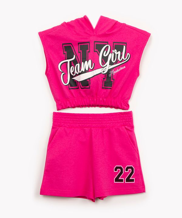 conjunto de moletom infantil team girl pink 12