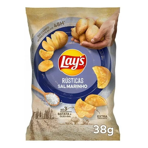 Batata Lays Rustica Sal Marinho 38g