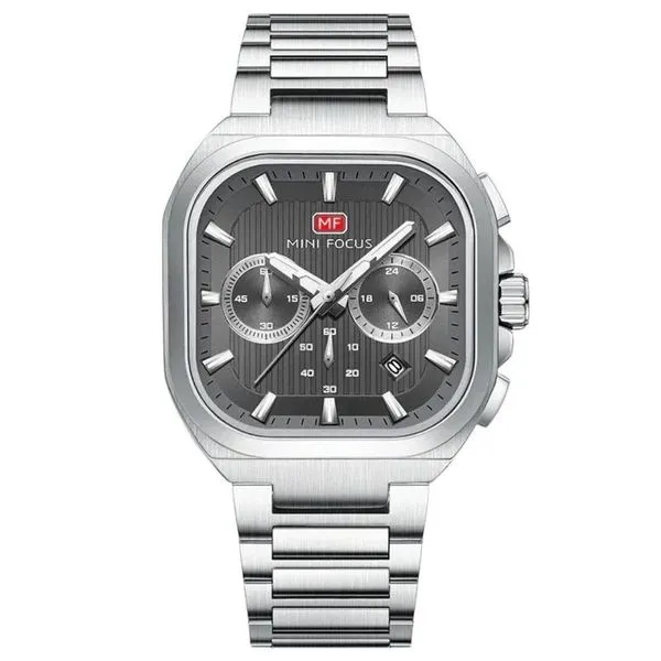 Relógio de Pulso Masculino Luxuoso Multifuncional de Quartzo Analógico Aço Inox Ponteiros Luminosos Cinza Mini Focus Relógio Masculino de Quartzo Analógico Aço Inox Ponteiros Luminosos Cinza Mini Focus