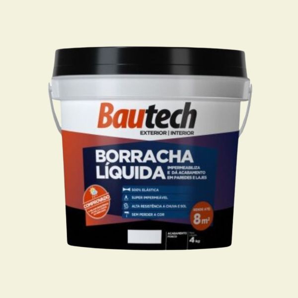 Tinta Impermeabilizante Acrílica Borracha Líquida 4Kg Bautech Tinta Acrílica Impermeabilizante Borracha Líquida Branco 4Kg Bautech