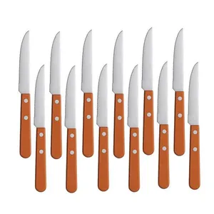 Jogo 12 Facas Cabo De Madeira Churrasco Astana 21cm Em Casa Tem
