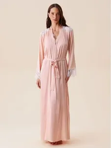 Robe Longo Em Cetim E Renda Sweet Maternity Rosa Peach M