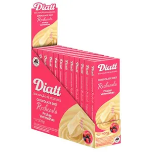 Chocolate Branco Diet Recheado com Frutas Vermelhas Diatt contendo 12 unidades de 25g cada