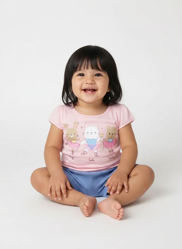 Conjunto Curto Infantil Para Bebê - ROSA G
