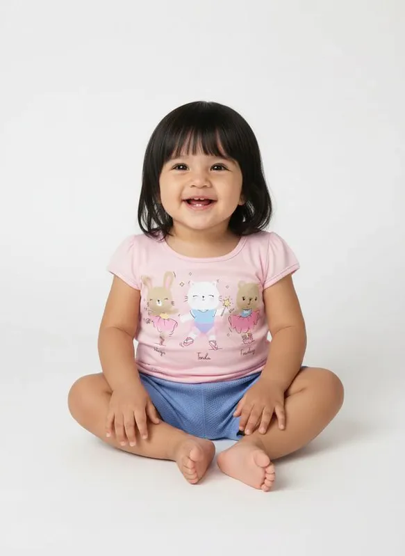 Conjunto Curto Infantil Para Bebê - ROSA G