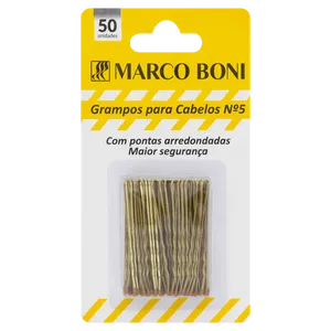 Grampo para Cabelo nº5 Dourado 50 Unidades Marcoboni Kit Grampo Cabelo Marcoboni Douradoado 50Un - Marco Boni