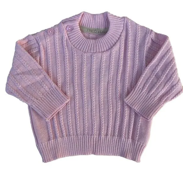 Blusa de Tricô Alice Trançada Rosa Claro P