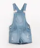 jardineira jeans infantil azul 12