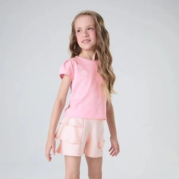 Conjunto Curto Lilica Ripilica Blusa e Short Love Kids Rosa 4