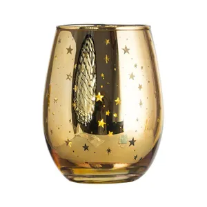 Castiçal Copo de Vidro Le 12cm Dourado