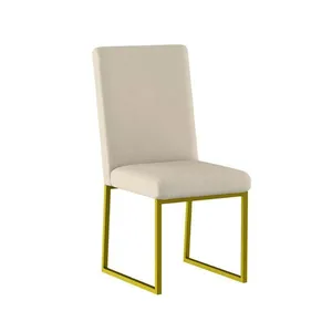 Cadeira Para Mesa Jantar Com Base De Ferro Dourado - Balaqui Bege