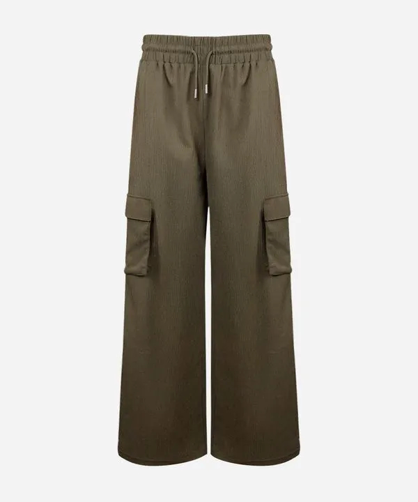 calça juvenil cargo wide leg verde 10