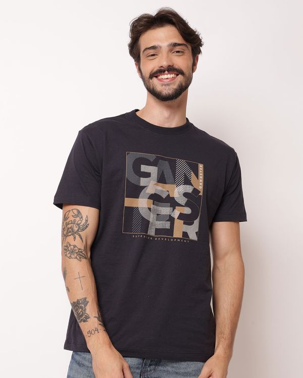 Camiseta Masculina Algodão Estampa Gangster Marinho PP