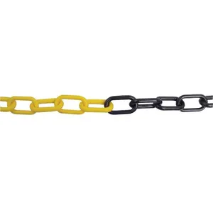 Corrente plástica elo grande 10 mm amarelo e preta 100 metros - CIBERPLAST