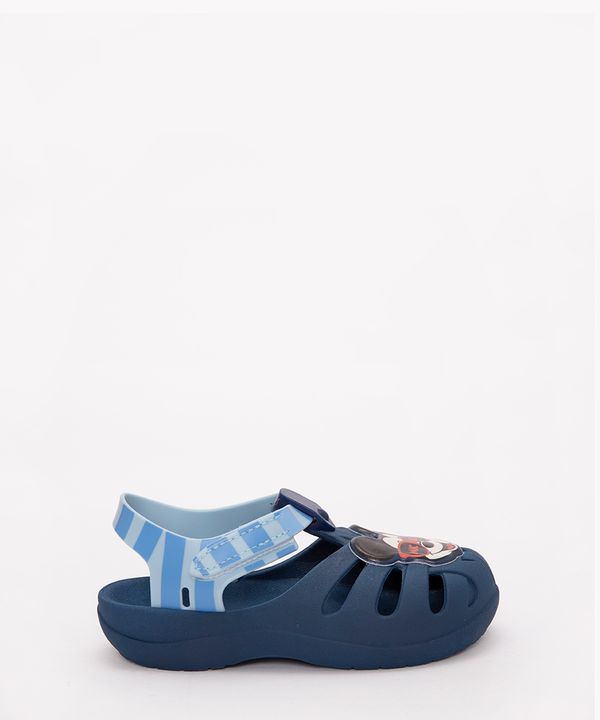 babuche infantil Mickey com velcro Grendene azul marinho 20-21
