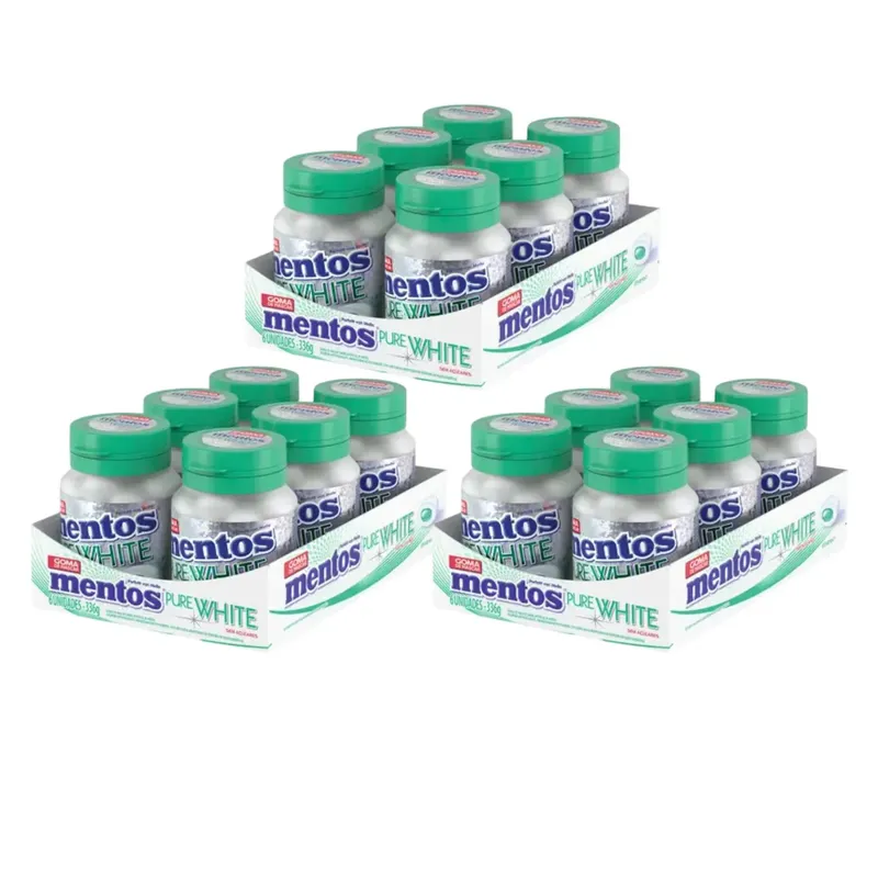Chiclete Mentos Pure White Spearmint Pote - 18 Unidades 56g