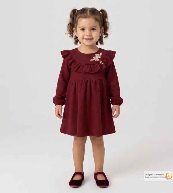 Vestido Delicado Vinho - 3