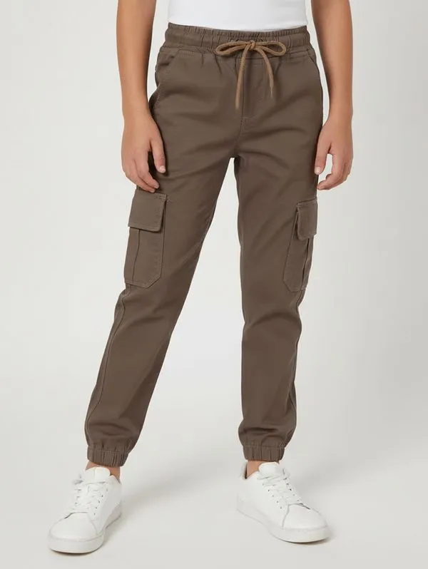 Calça Sarja Jogger Cargo Infantil Para Menino - MARROM 6