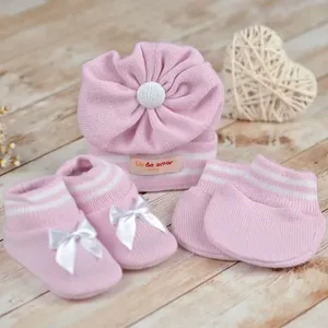 Kit Sapatos Luvas e Touca 1001 Rosa - RN
