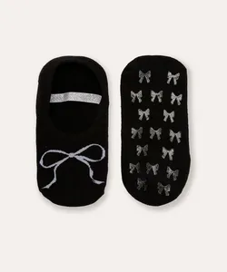 meia sapatilha laços antiderrapante preto 34-39
