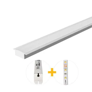Kit Perfil De Embutir 14W/M 3K 1M 25X7Mm 12V Branco Llumm Bronzearte