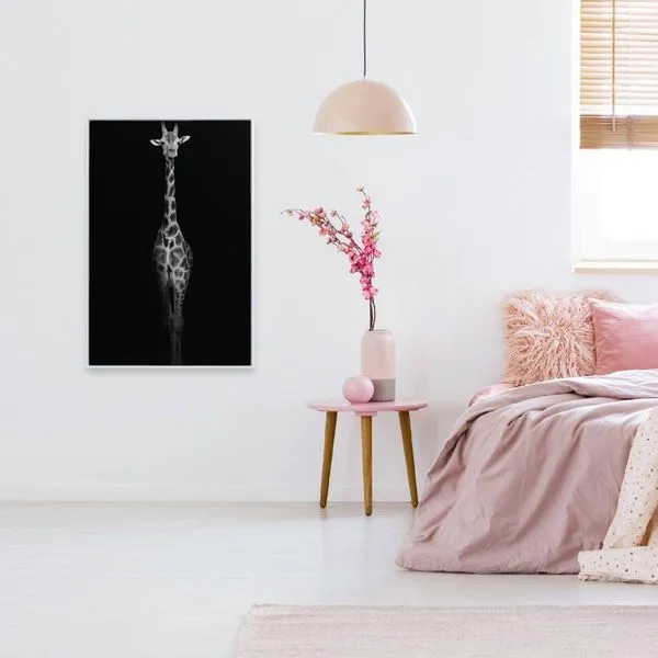 Quadro Fotografia Girafa 80x120 Cm Tecido Canvas