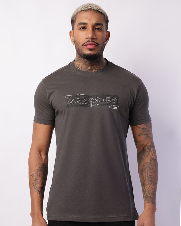 Camiseta Masculina Gangster Manga Curta Cinza GG