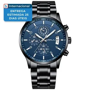Relógio Masculino Cronógrafo CRRJU Preto/Azul CJ2214BKBE A-MBI