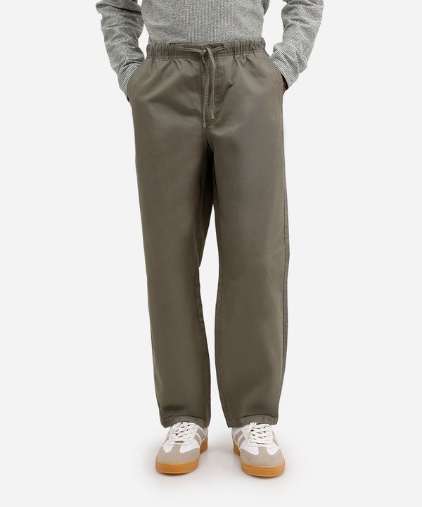 calça reta masculina de sarja cós elástico verde 48