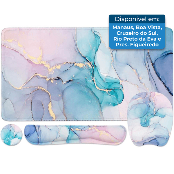 Kit Mousepad Ergonômico WB com 4 Peças Azul A-MBI