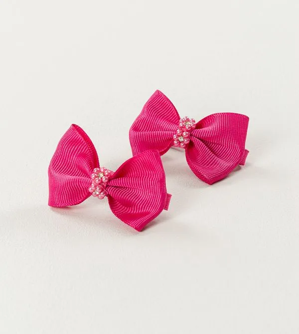 Bico de Pato Laço e Florzinha Pink com 2 unidades Pink