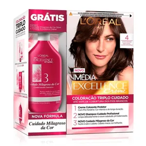 Kit Tinta Imédia Excellence Loreal Creme Castanho Natural 4 + Creme Milagroso 50ml