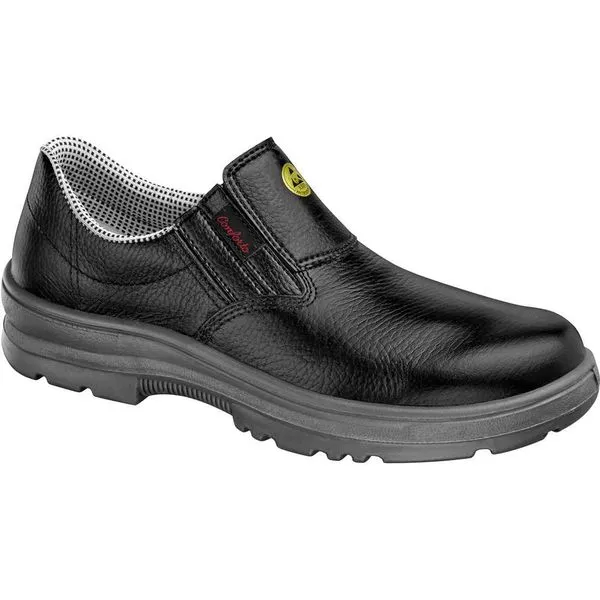 Sapato de Couro Preto com Elástico com Biqueira Composite - CONFORTO Sapato de couro com biqueira de composite nº 39 SV62575 CONFORTO