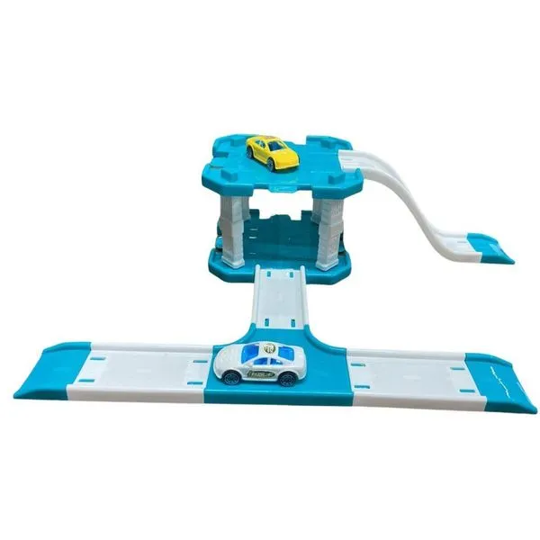 Pista de Corrida com Carrinhos Estacionamento Azul com 2 Carrinhos e Acessórios DDG Plásticos Pista de Corrida com Carrinhos Estacionamento Azul DDG Plásticos