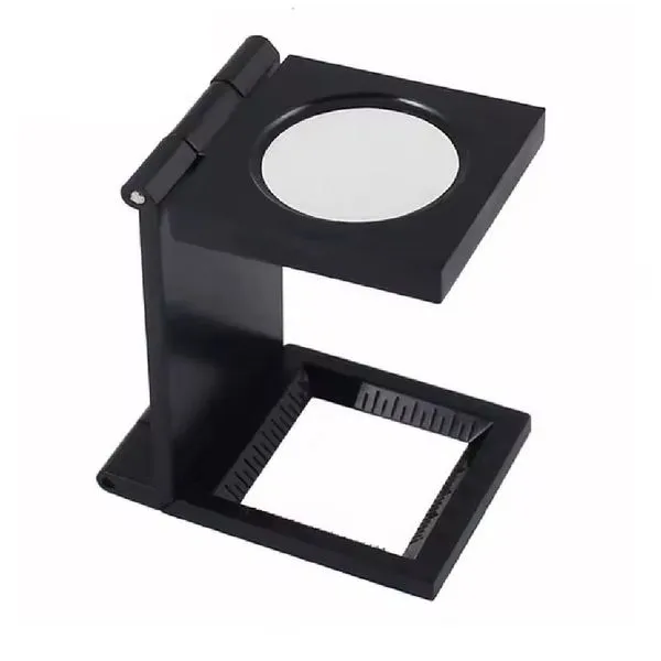 Lupa Profissional 10x Mini Mesa Bancada Suporte Dobravel Lente Optica 28mm Escala Conta Fios